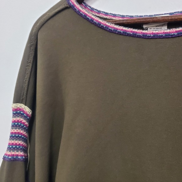 Natural Life Womens Knit Trim Oversized Sweatshirt Size S/M Bohemian Hippie - Picture 2 of 9